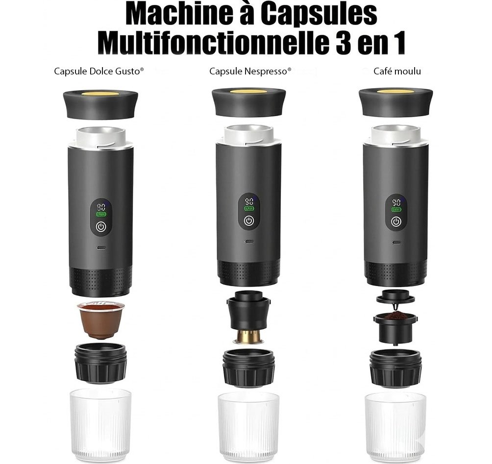 machine à café portable digital compatible nespresso dolce gusto café moulu 3 en 1